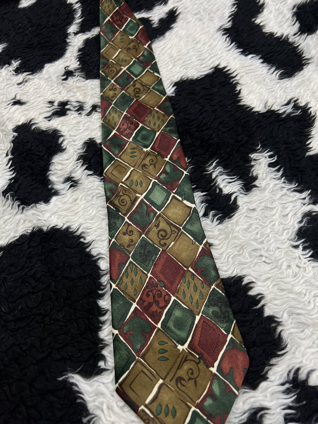 Brown & Green Boxy Tie