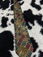 Brown & Green Boxy Tie