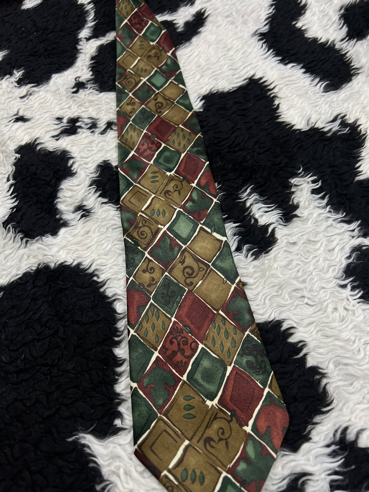 Brown & Green Boxy Tie