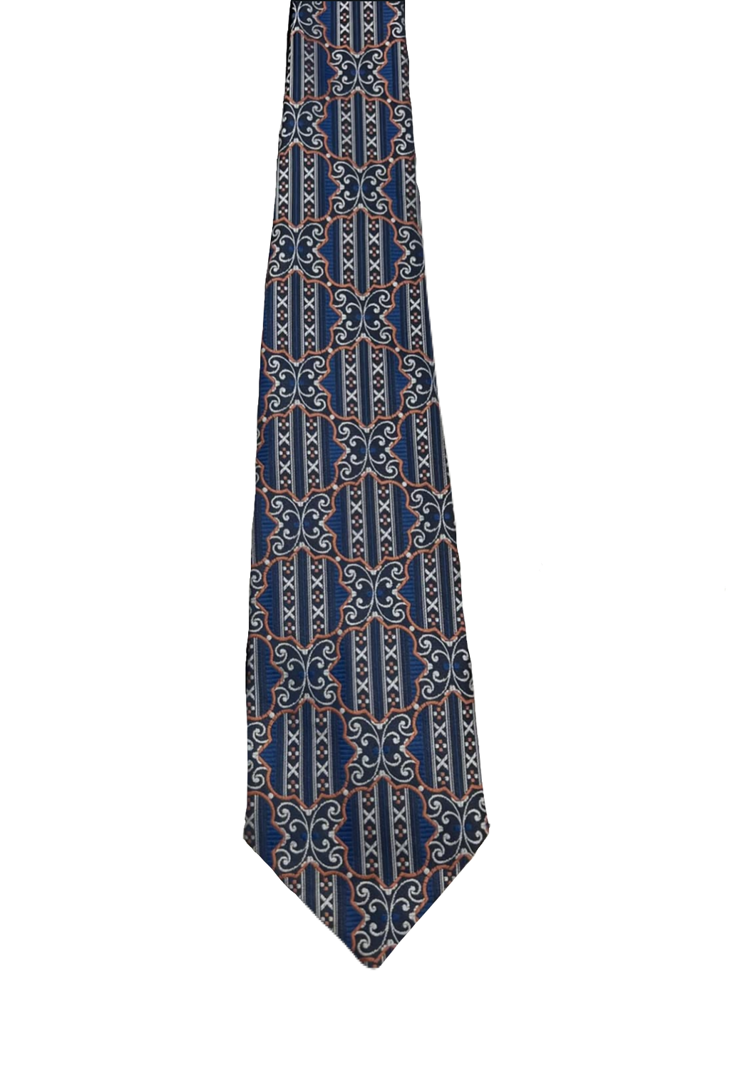 TOOTAL Blue & Orange Embroidered Tie