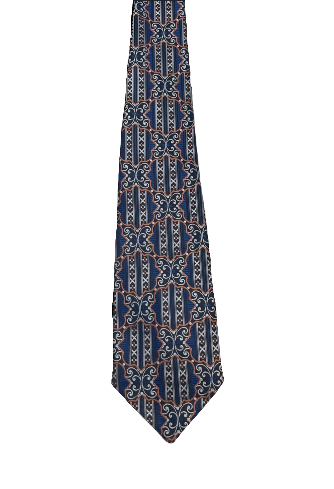 TOOTAL Blue & Orange Embroidered Tie