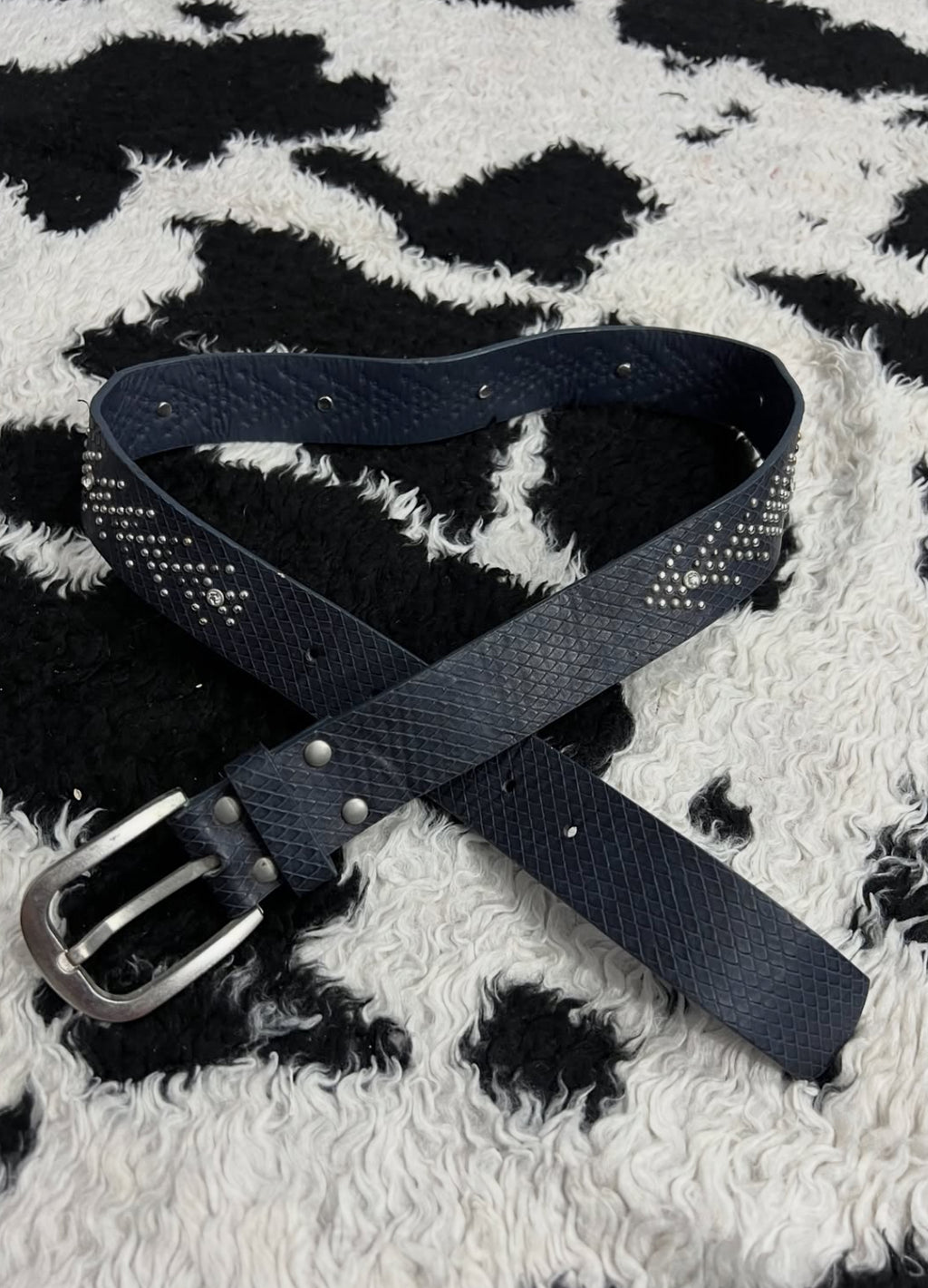 Dark Blue Scaled Beaded Belt