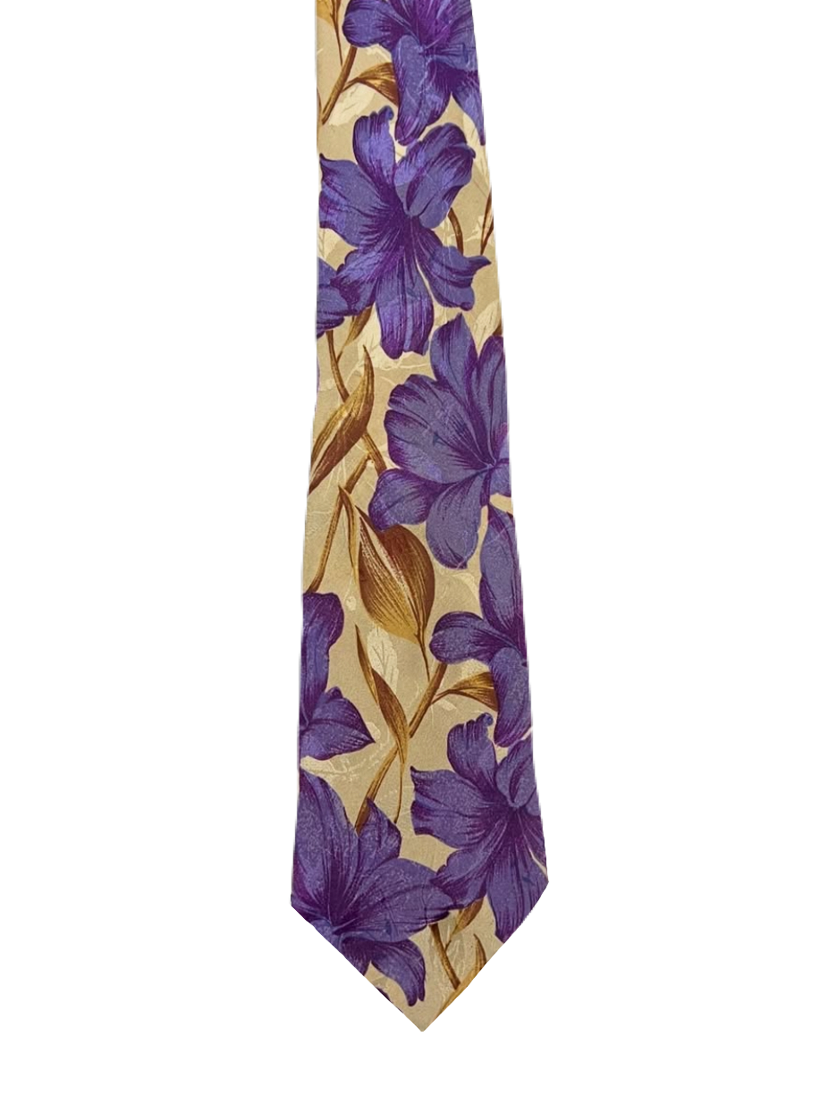 Purple Flowers Graphic Tie