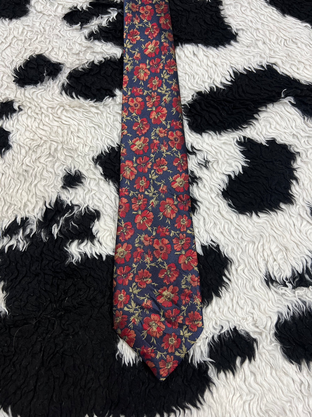 St. Micheal Blue & Red Embroidered Floral Tie