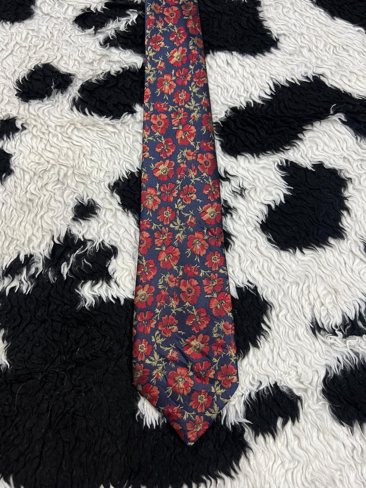 St. Micheal Blue & Red Embroidered Floral Tie