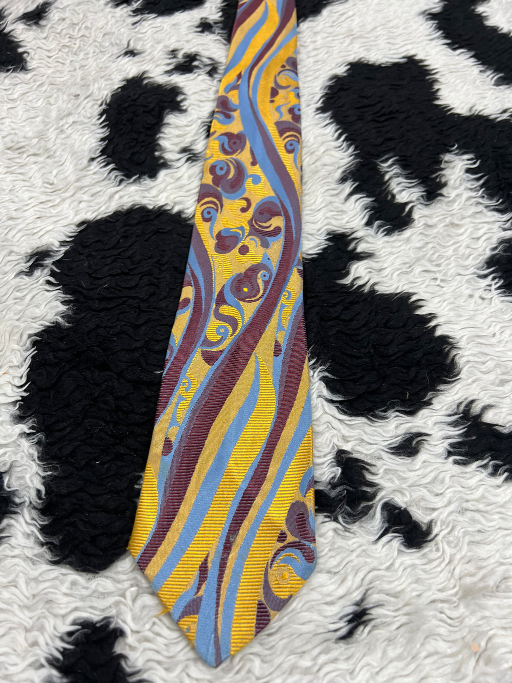 Tootal Yellow, Purple & Blue Embroidered Tie