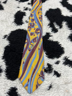 Tootal Yellow, Purple & Blue Embroidered Tie