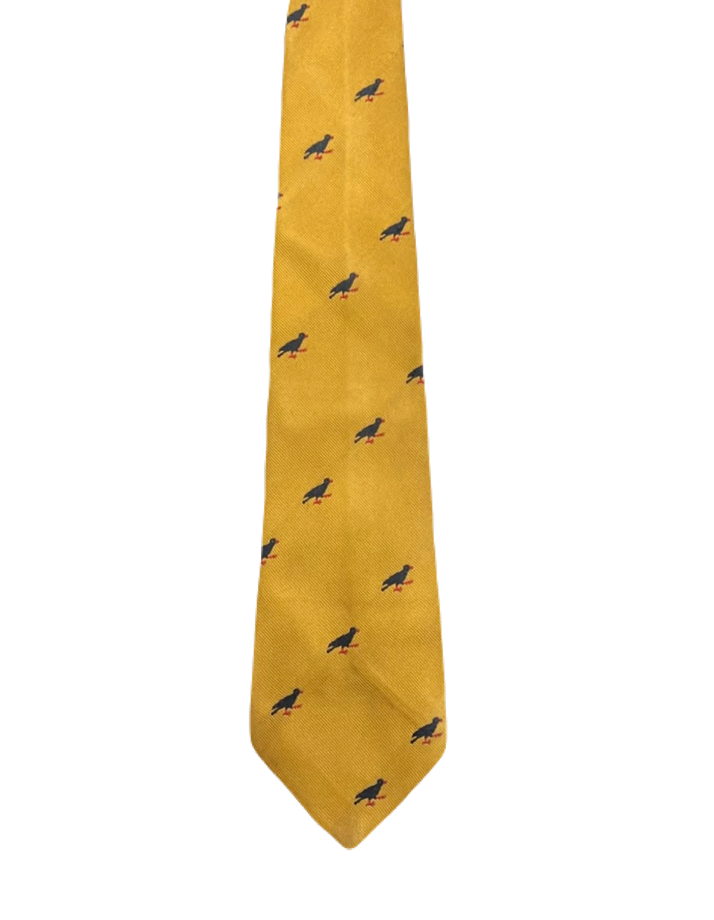 Black Bird Embroidered Yellow Tie