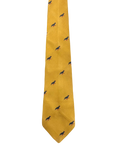 Black Bird Embroidered Yellow Tie