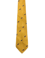 Black Bird Embroidered Yellow Tie