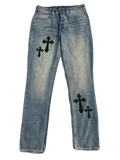 Embroidered Cross Patchwork Denims (Waist 30)