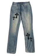 Embroidered Cross Patchwork Denims (Waist 30)