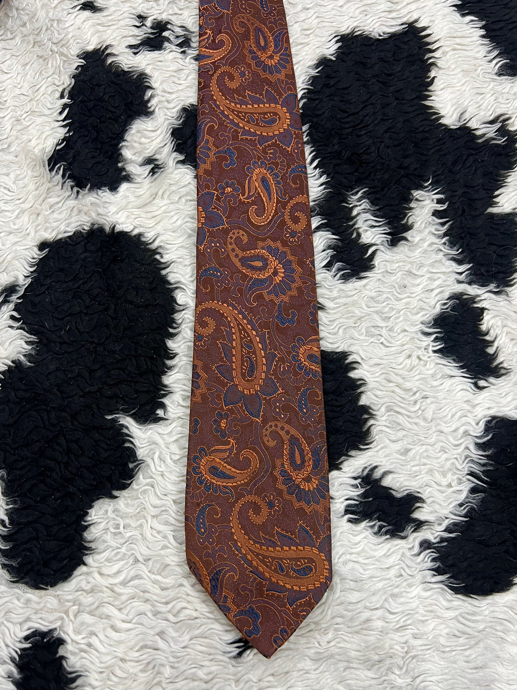 Brown & Orange Paisley Embroidered Tie