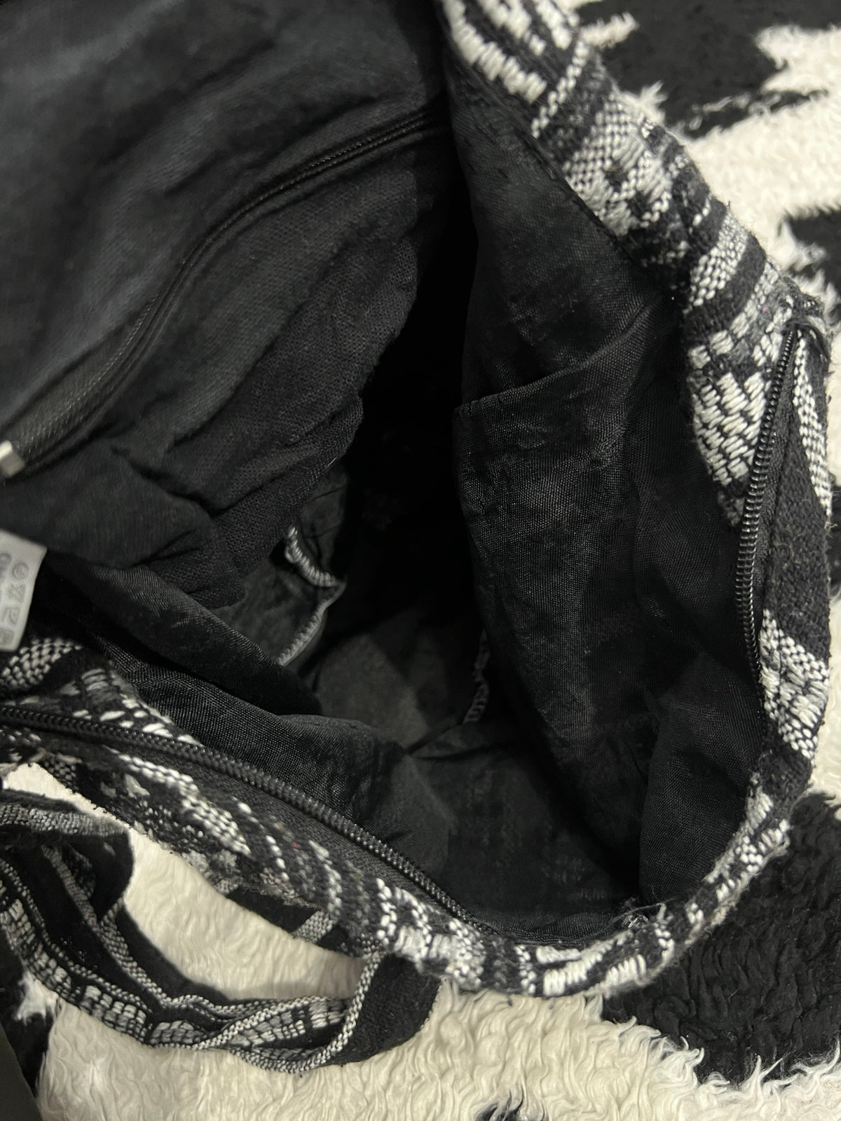 Black & White Woven Boho Shoulder Bag