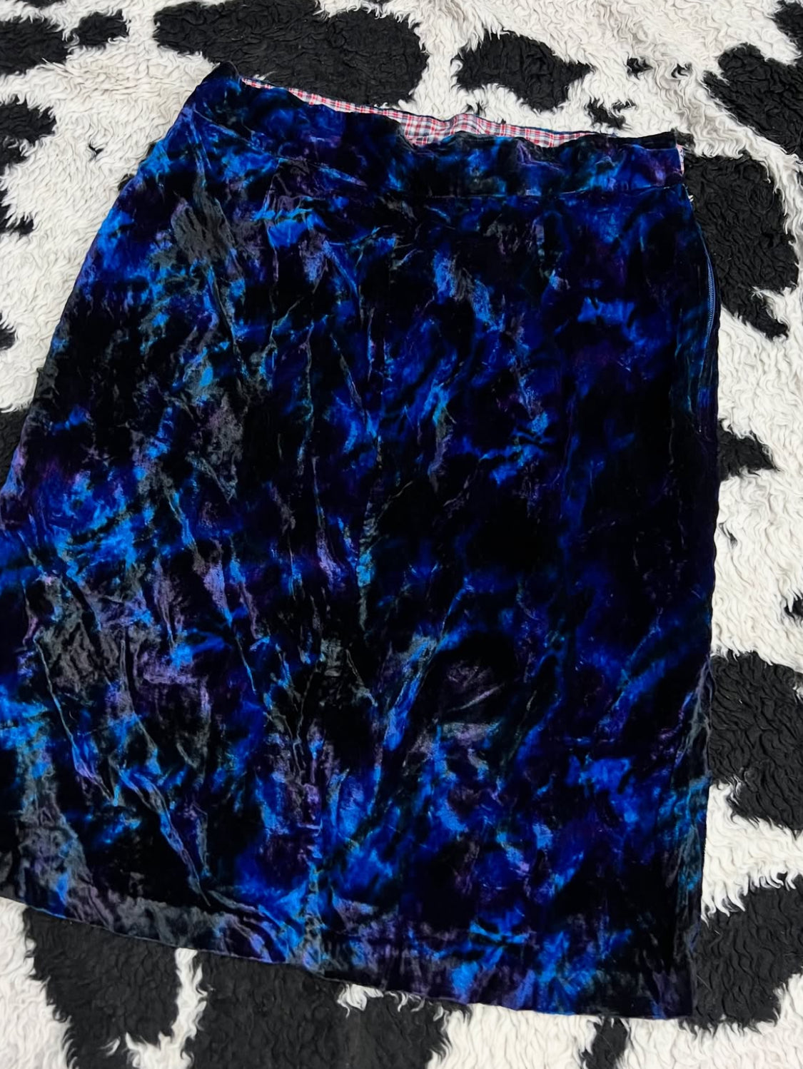 Black, Purple & Blue Abstract Velvet Skirt