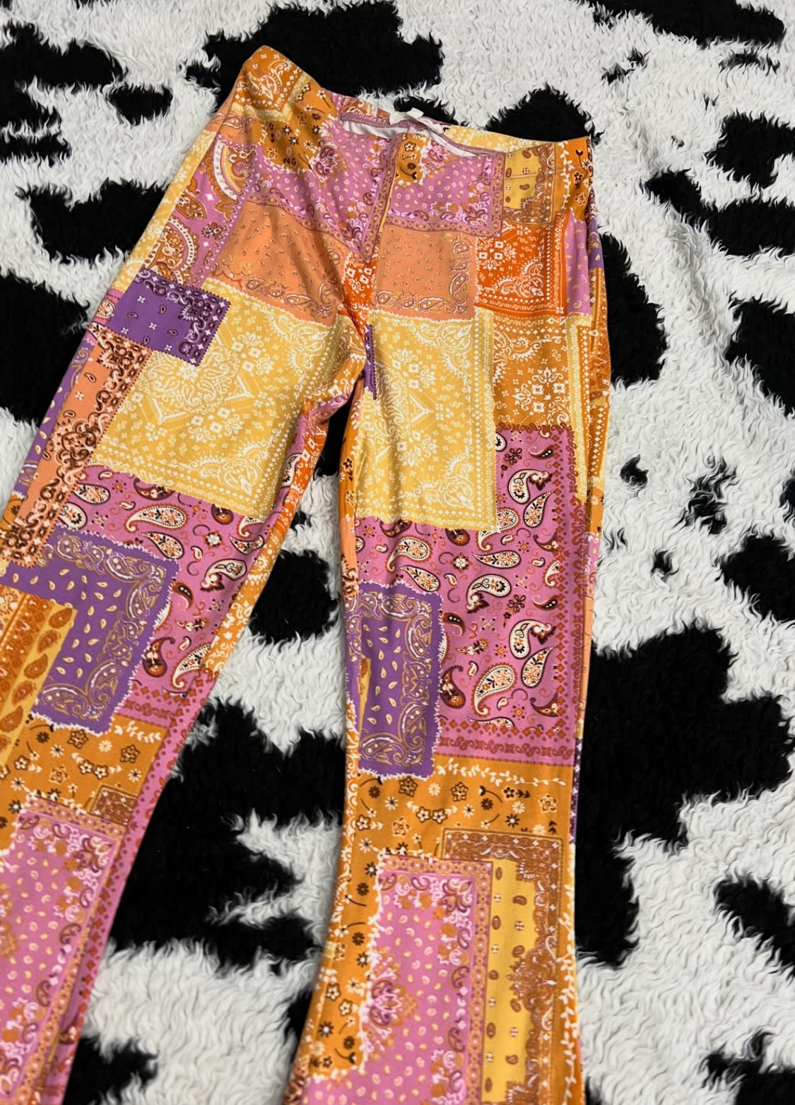 Pink & Orange Paisley Patchwork Bellbottoms (Small)