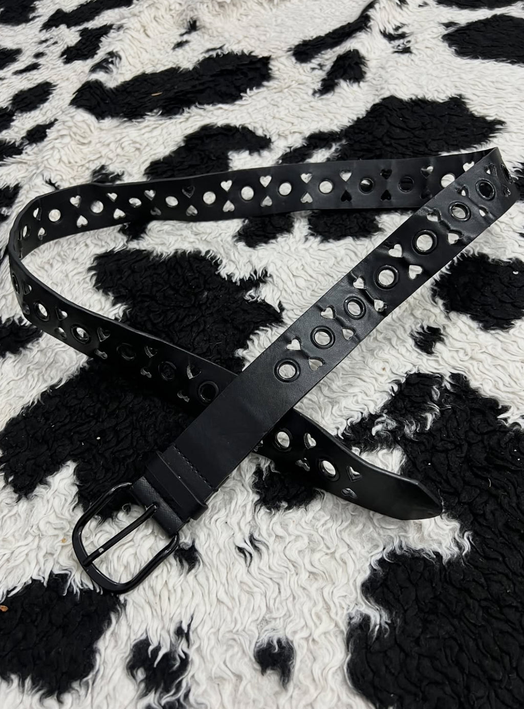 Black Hearts Holed Belt