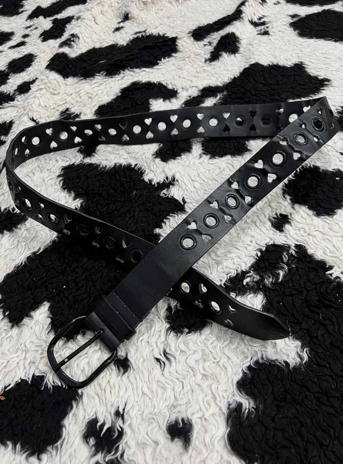 Black Hearts Holed Belt