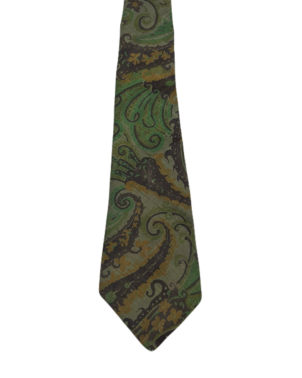 Thai Silk Green & Brown Paisley Tie