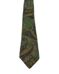 Thai Silk Green & Brown Paisley Tie