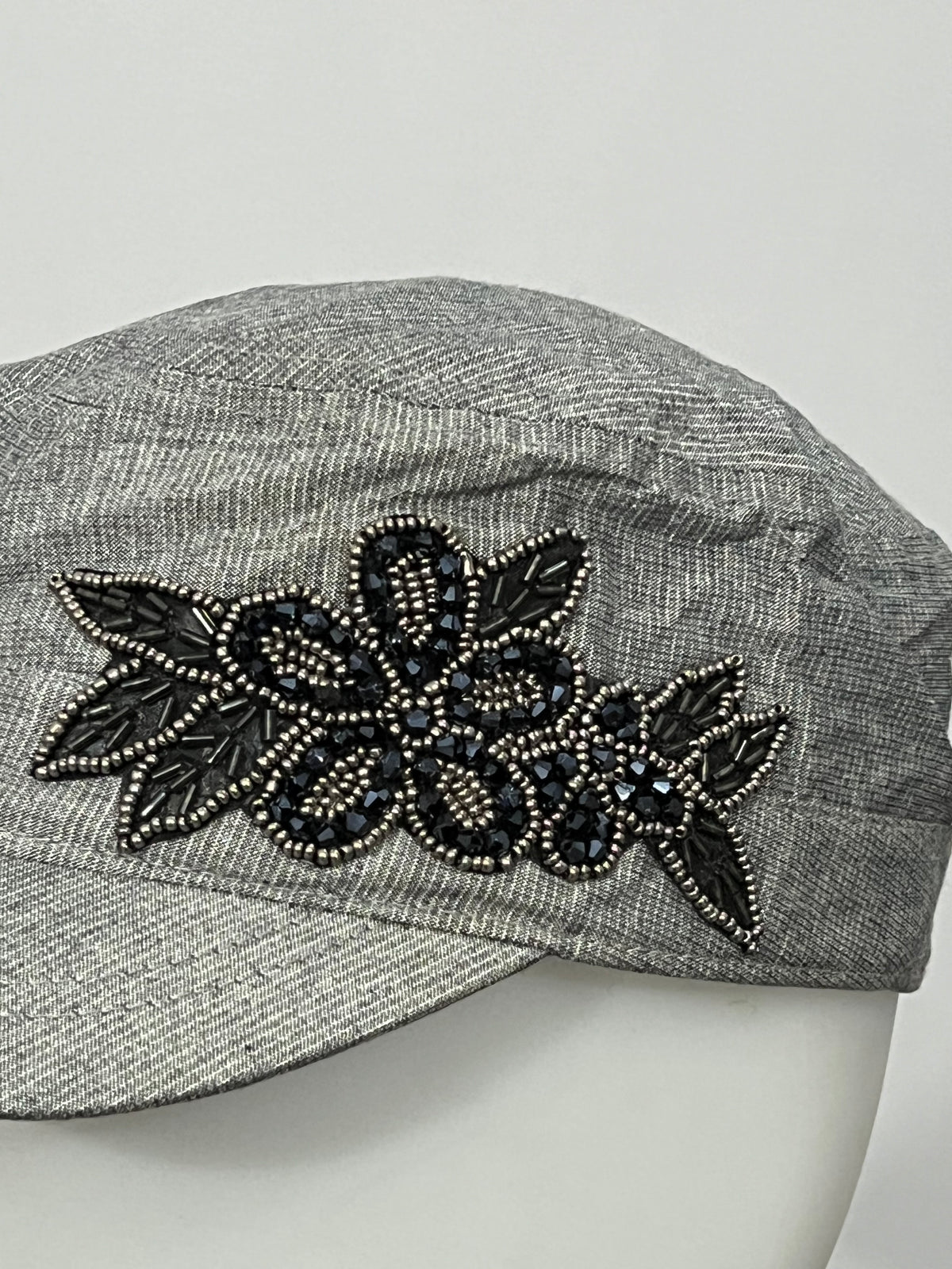 Grey Floral Bedazzled Cap