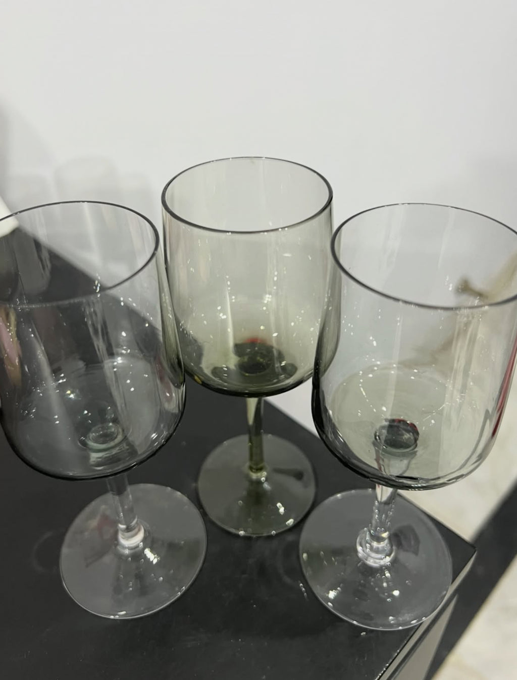 Set of 3 Black Wine Glasses