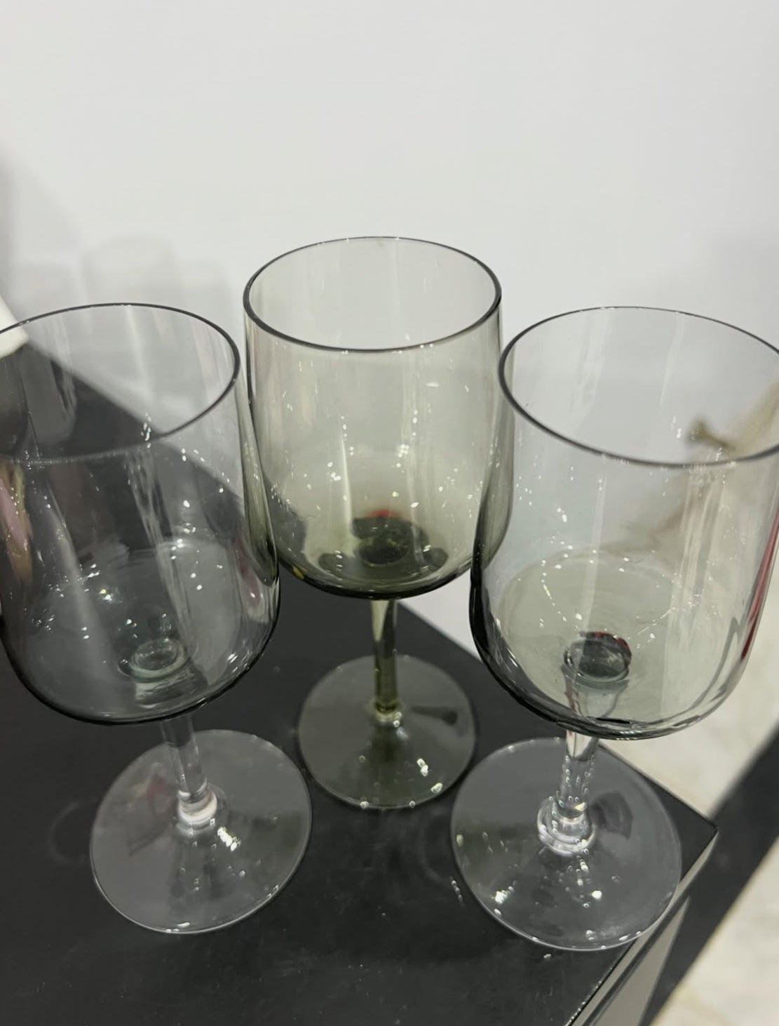 Set of 3 Black Wine Glasses