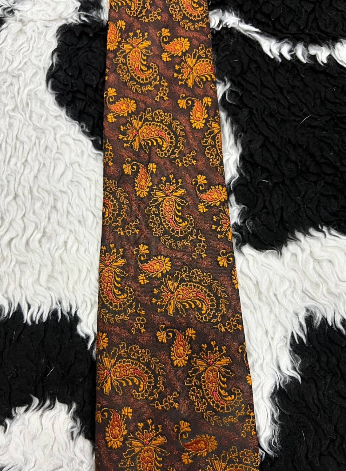 Orange Paisley Embroidered Tie