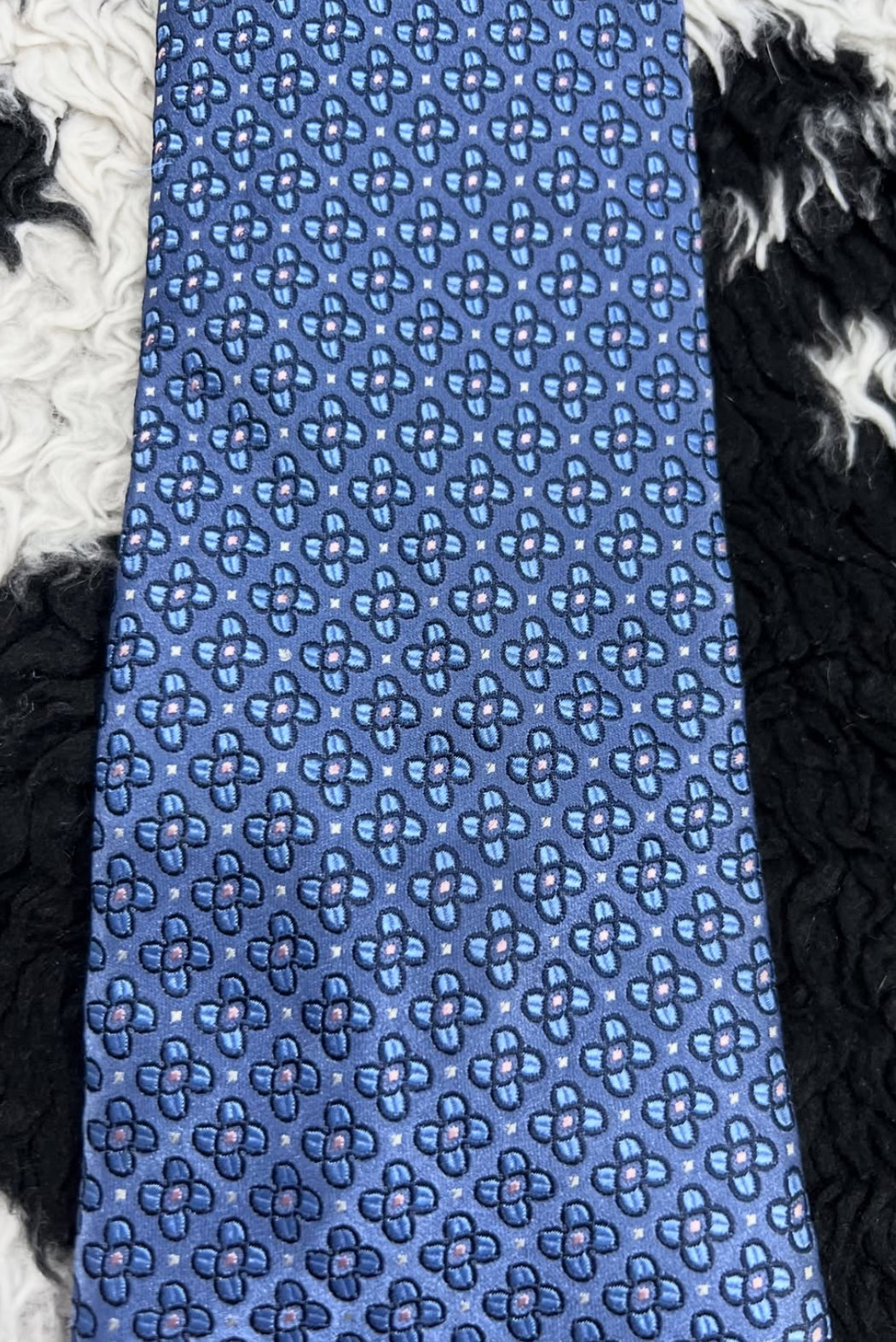 Blue Floral Embroidered Tie