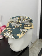 Beige & Teal Houndstooth Cap