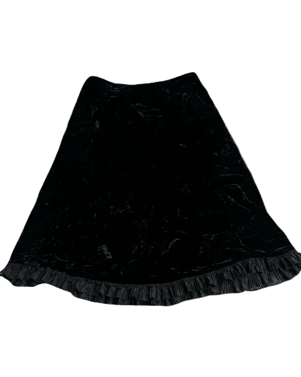 Black Frilled Velvet Skirt
