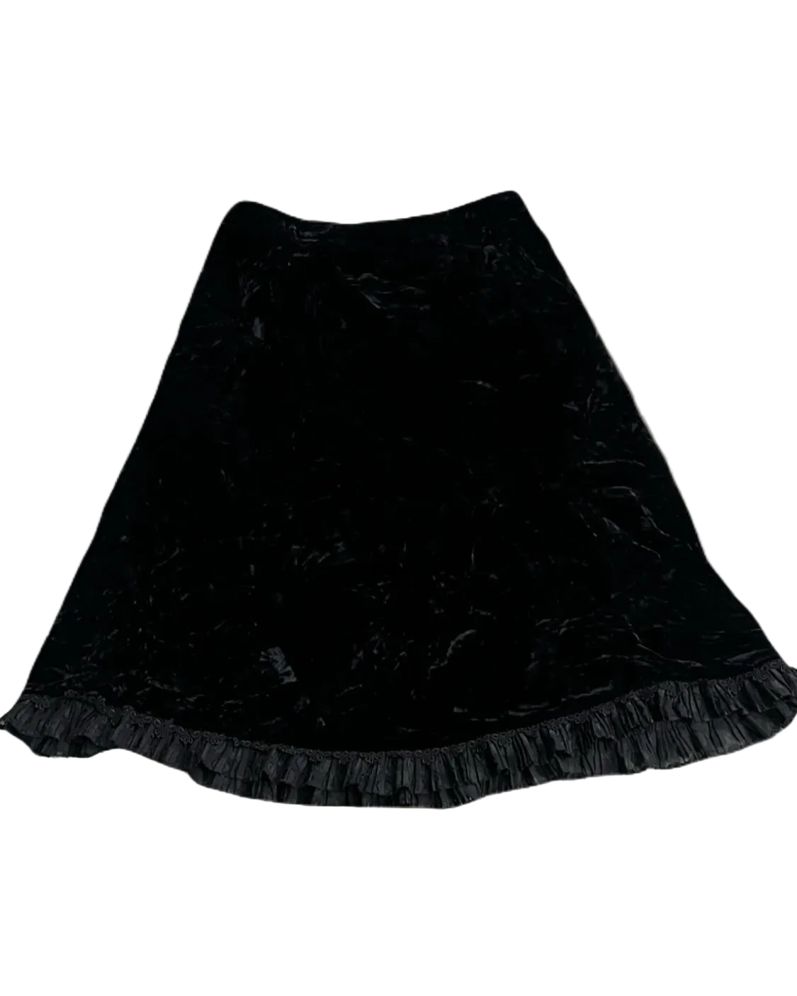 Black Frilled Velvet Skirt