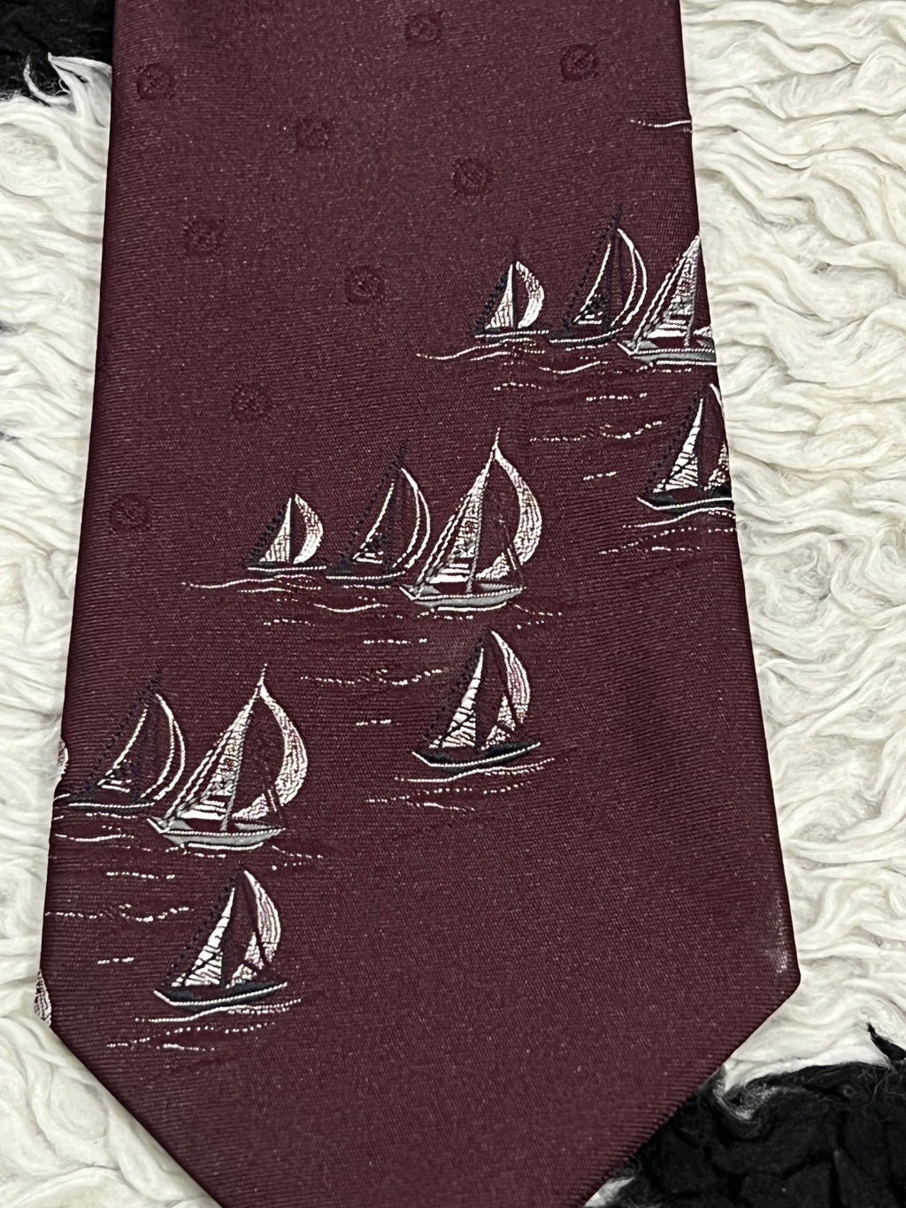 Sailing Boats Embroidered Tie