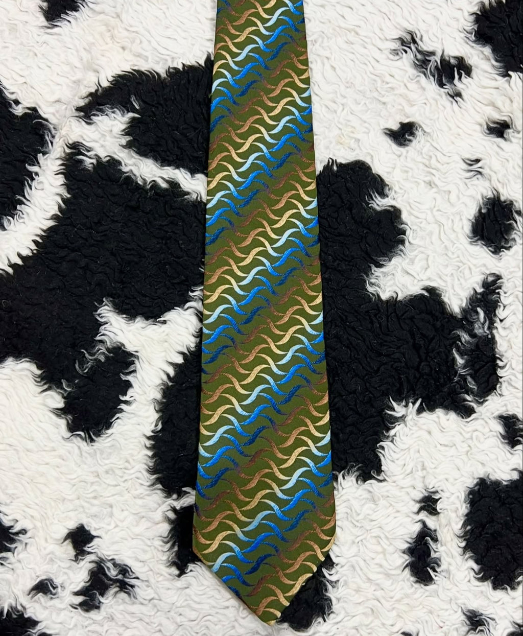 Folkespeare Green Embroidered Tie