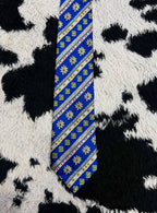 Vibrant Blue Floral Embroidered Tie