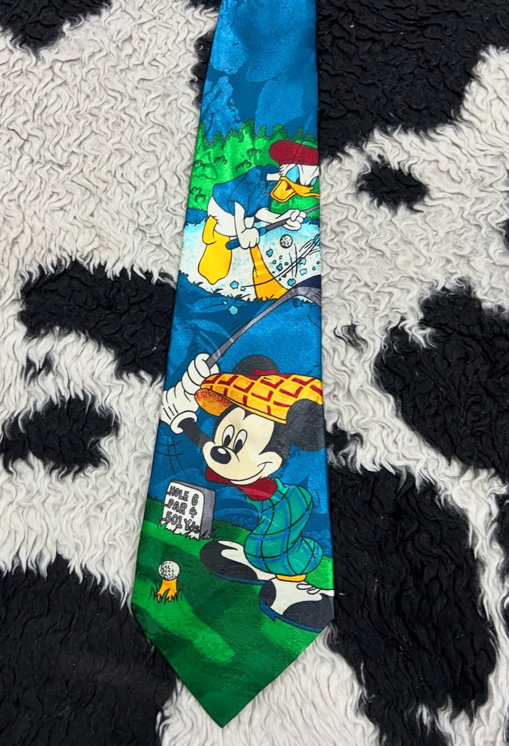 Vintage Disney Mickey & Donald Duck Golf Tie