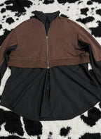 Two-Tone Jacket-Attached Black Buttonup