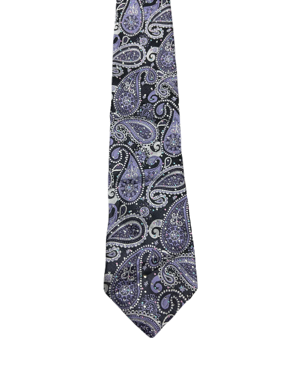 Kissa Purple & Black Embroidered Paisley Tie