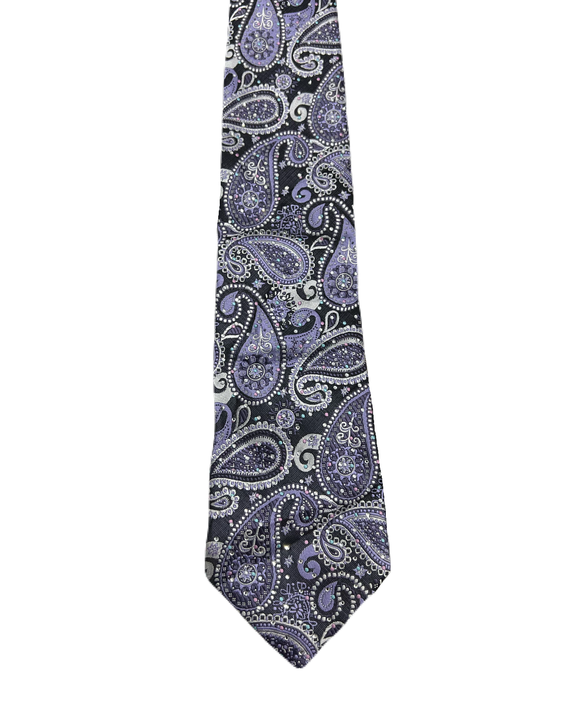 Kissa Purple & Black Embroidered Paisley Tie