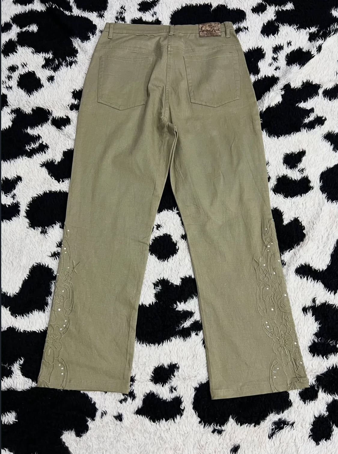 Olive Green Embroidered Pants (Waist 30)