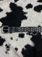 Black Floral Studded Belt