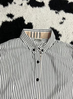 Black & White Striped Embroidered Patch Buttonup