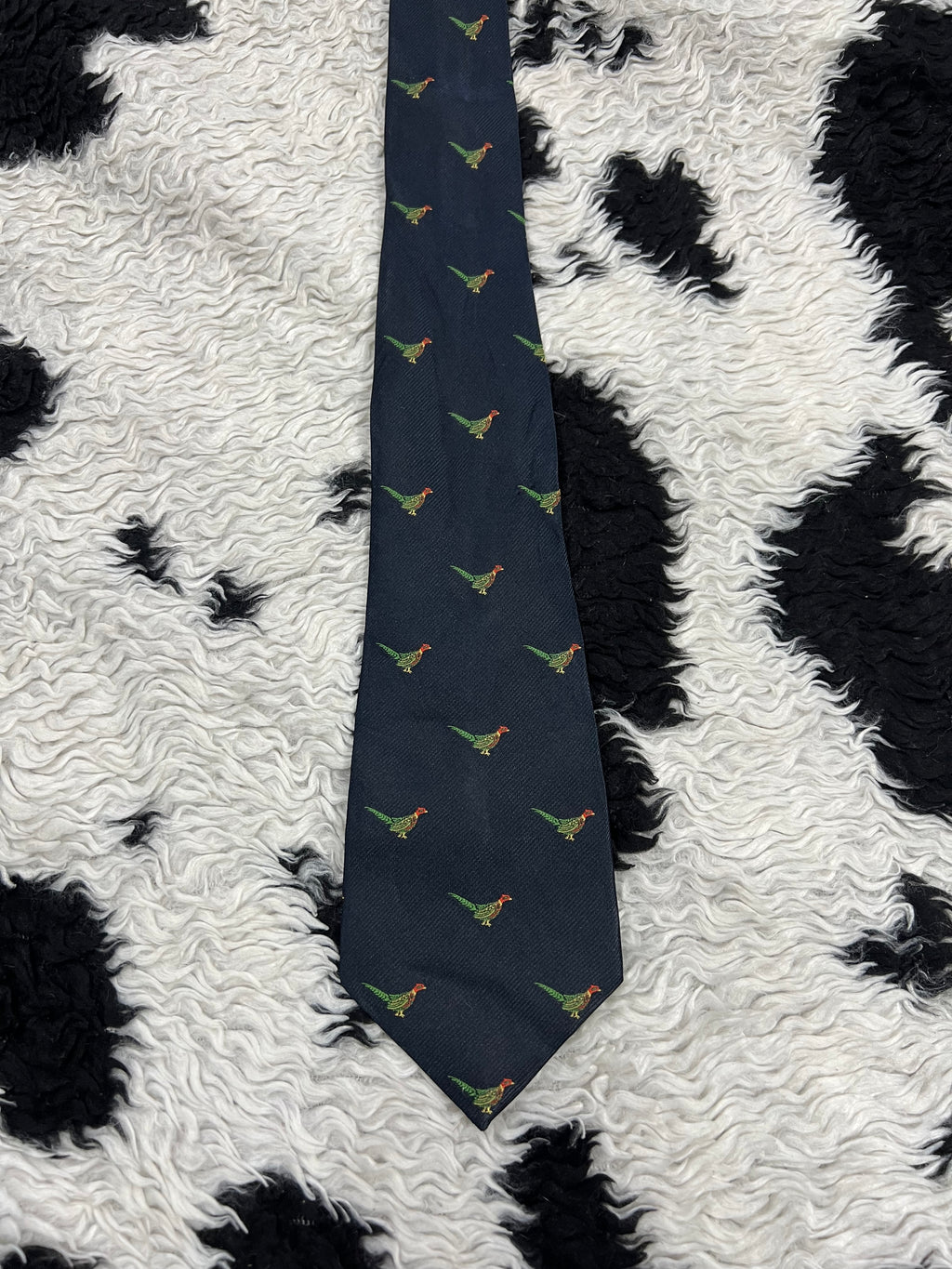Blue Embroidered Pheasants Tie