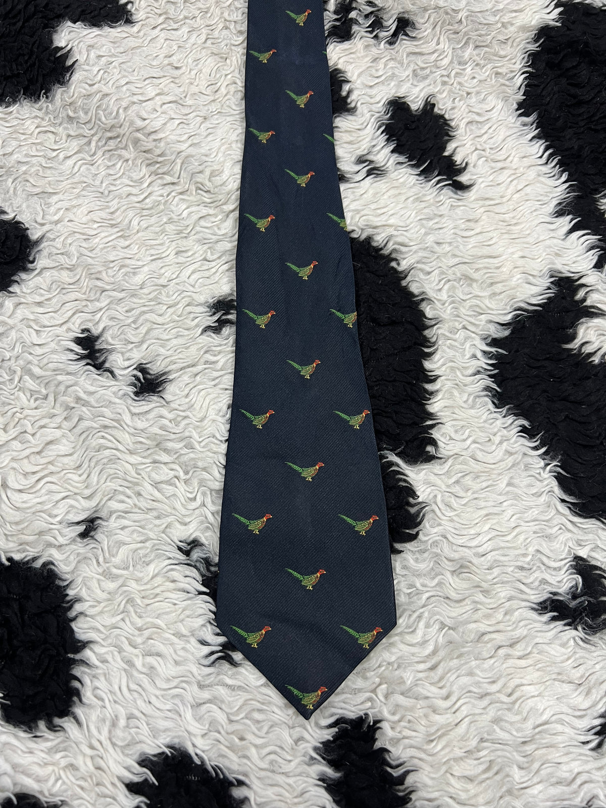 Blue Embroidered Pheasants Tie
