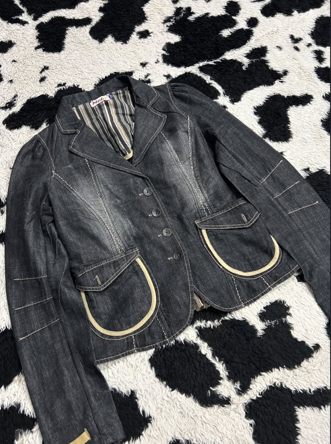 Grey Denim Coat Jacket (Medium)