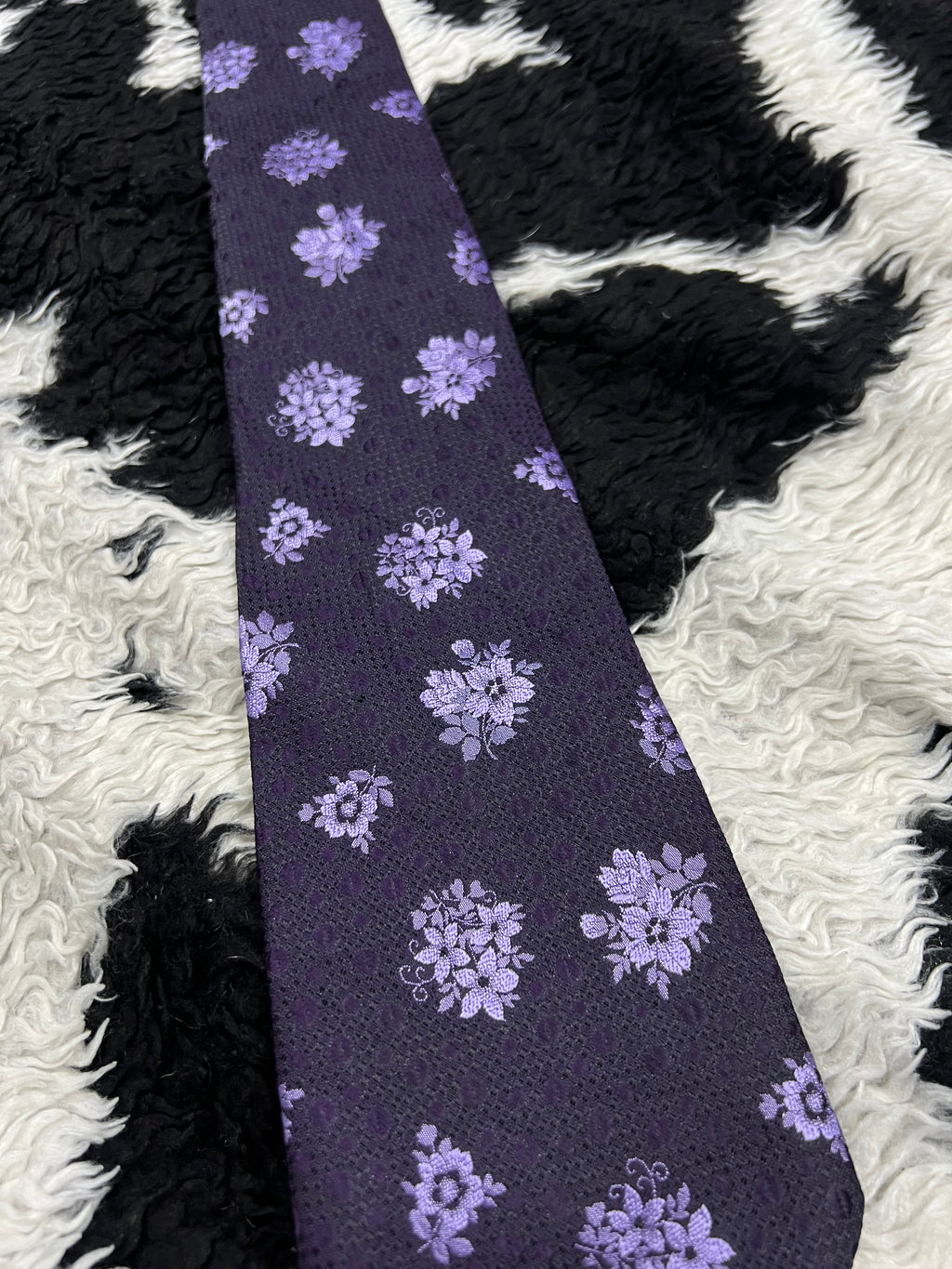 Purple Floral Embroidered Tie