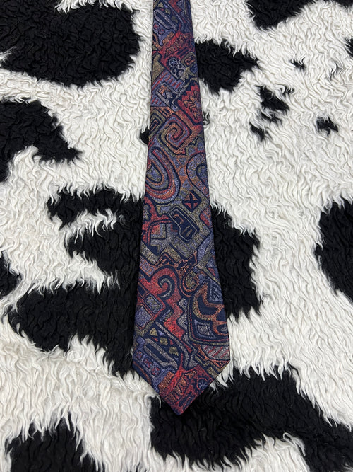 Abstract Patterned Embroidered Narrow Tie