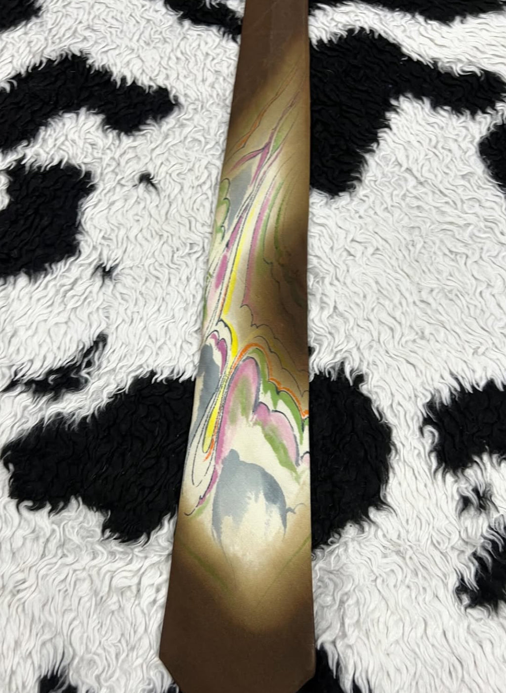 Brown Abstract Art Narrow Tie