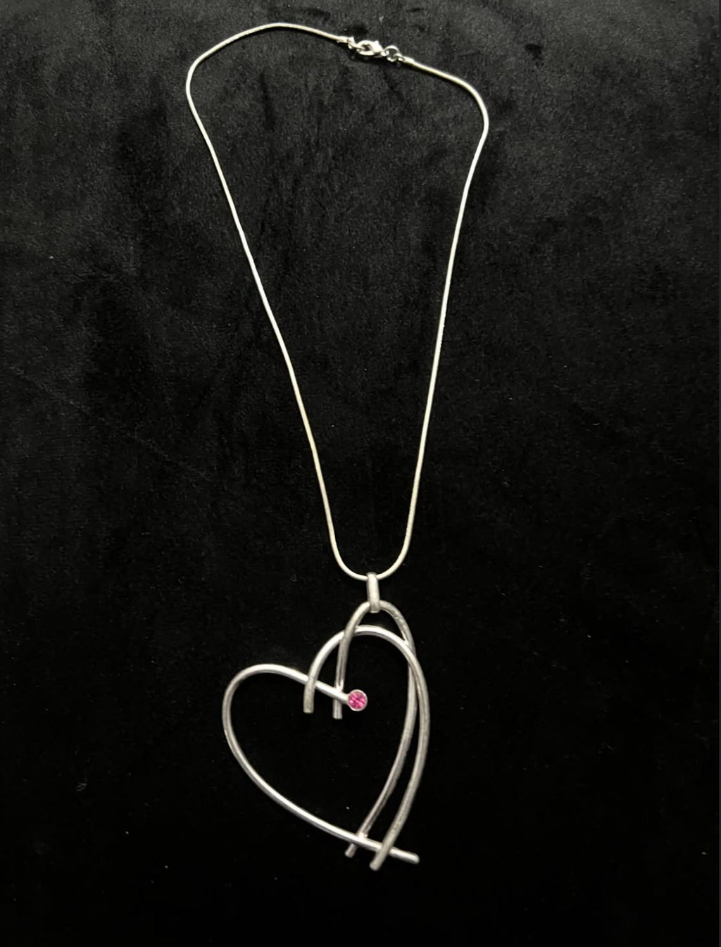 Pink Heart Metal Necklace