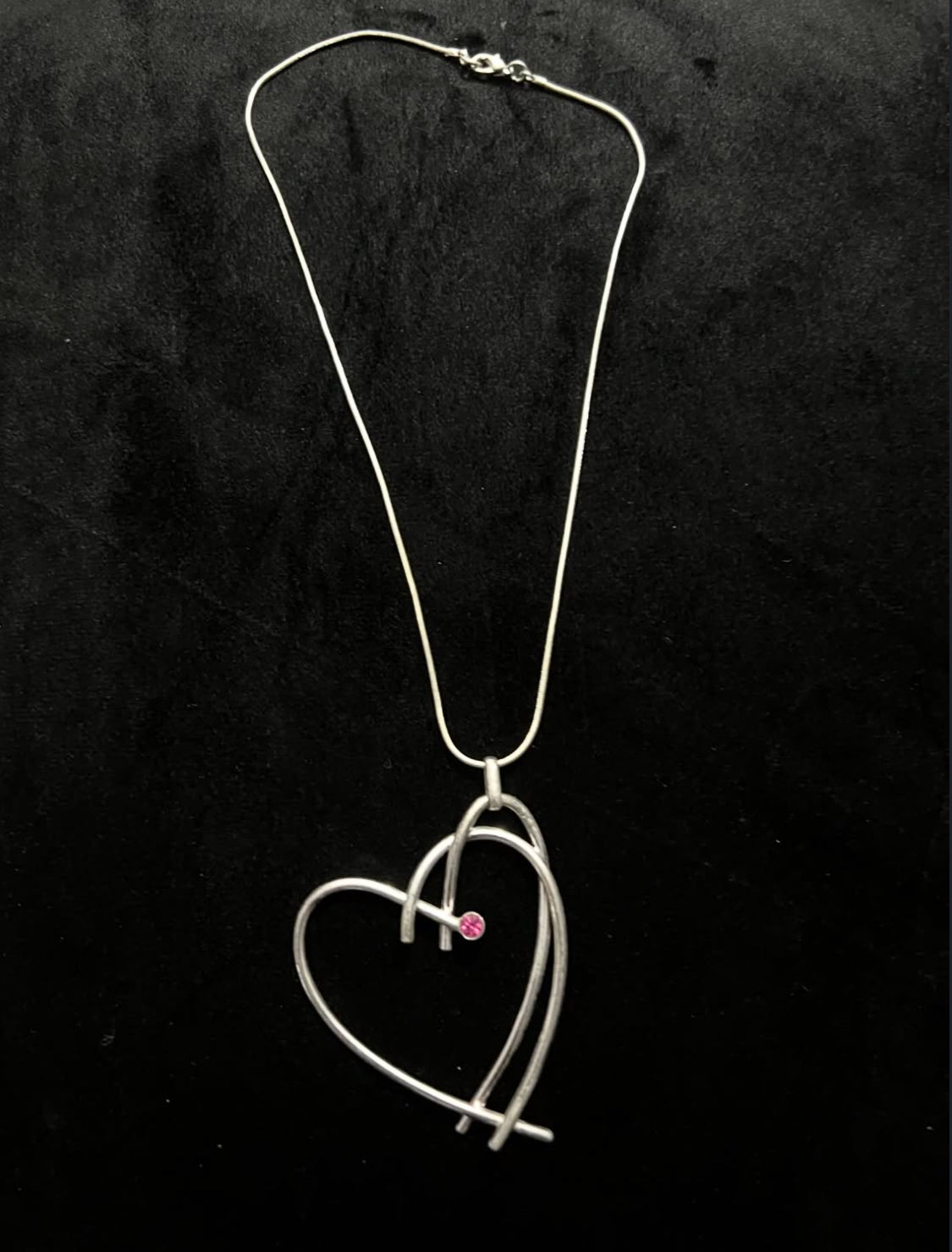 Pink Heart Metal Necklace